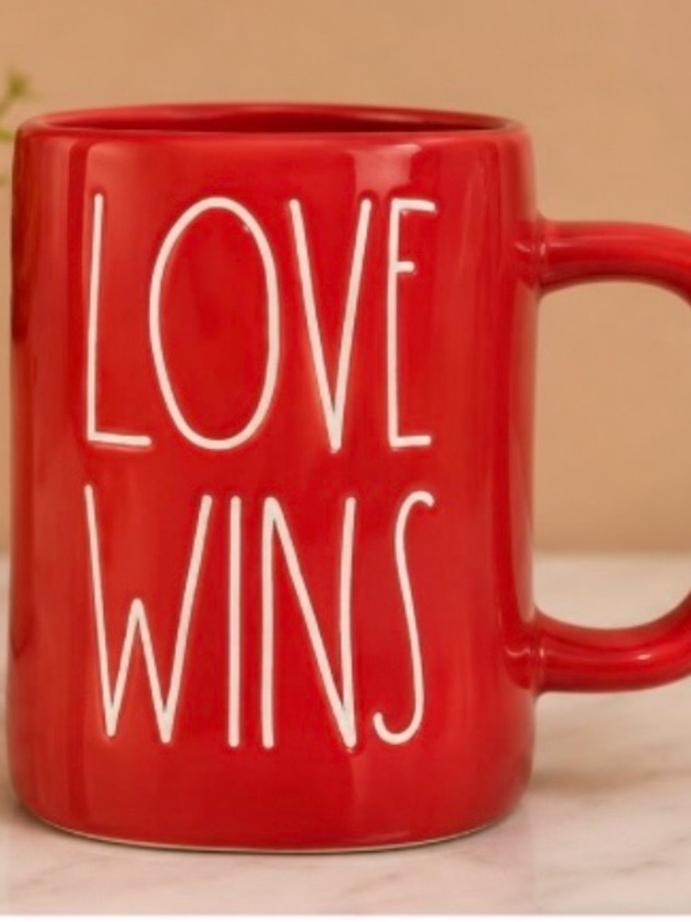 Rae Dunn "Love Wins" Red Ceramic Mug